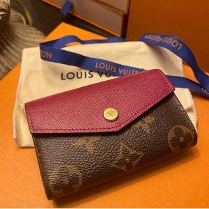 💯 AUTHENTIC LOUIS VUITTON fushia monogram canvas sarah multicartes wallet